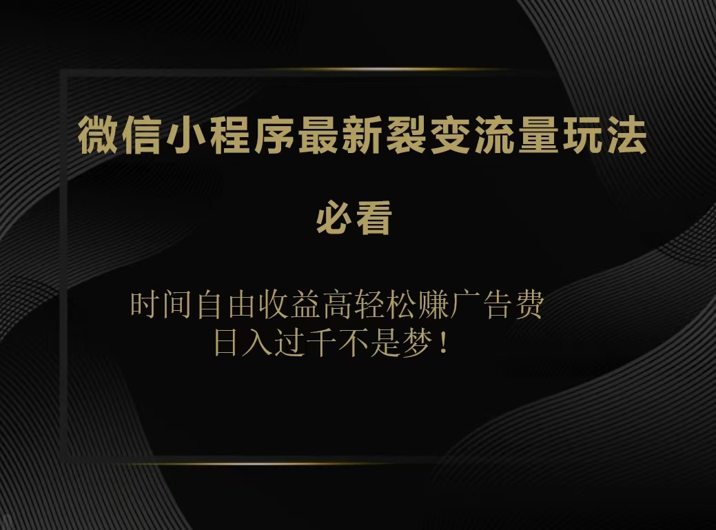 微信小程序最新裂变流量玩法,时间自由收益高轻松赚广告费,日入200-500+插图 微信小程序最新裂变流量玩法,时间自由收益高轻松赚广告费,日入200-500+